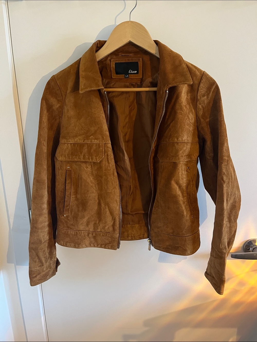 Etam Women's Suede Brown Leather Jacket